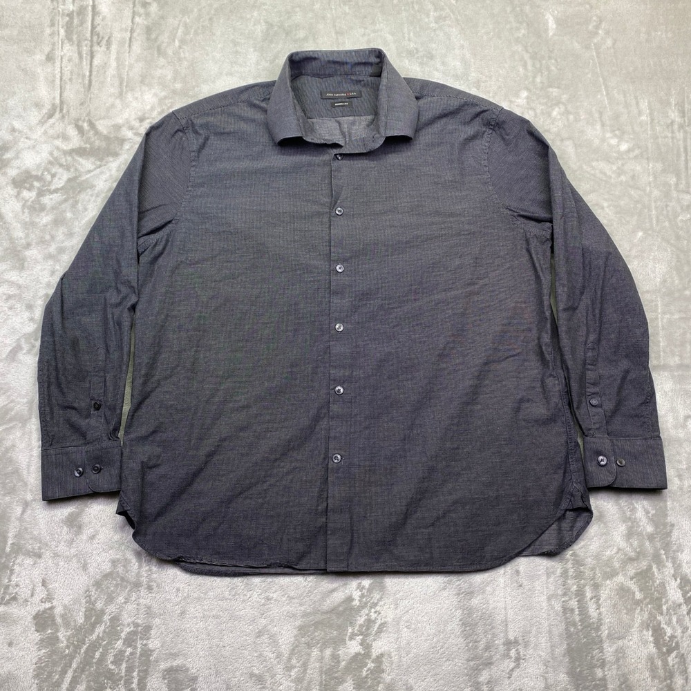 John Varvatos USA Mens Charcoal Micro Dot‎ Modern Fit Dress Shirt 17 1/2